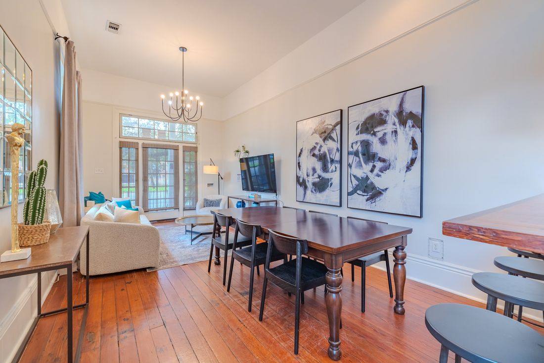 Open living and dining room at 3223 Canal